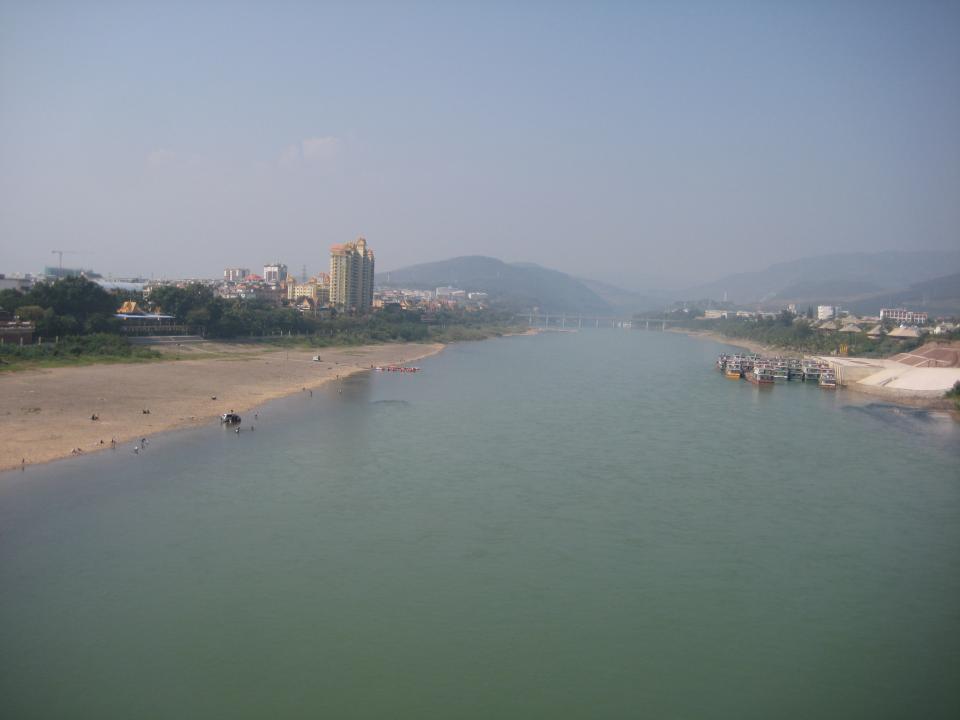Mekong, The Mother River - looking upstream from Jinghong New Bridge